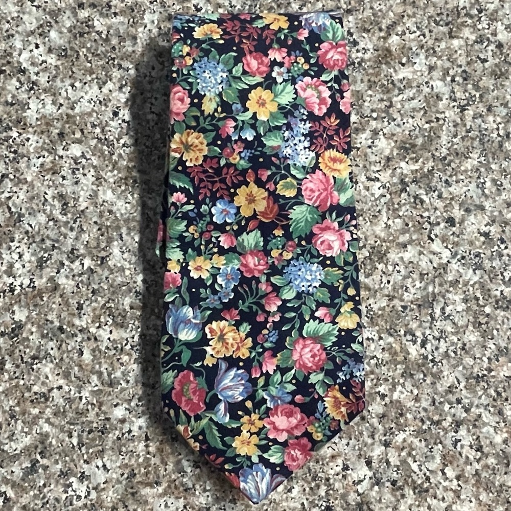 Wildflower Flower Pattern Tie 100% Cotton, Rainbow Colors
